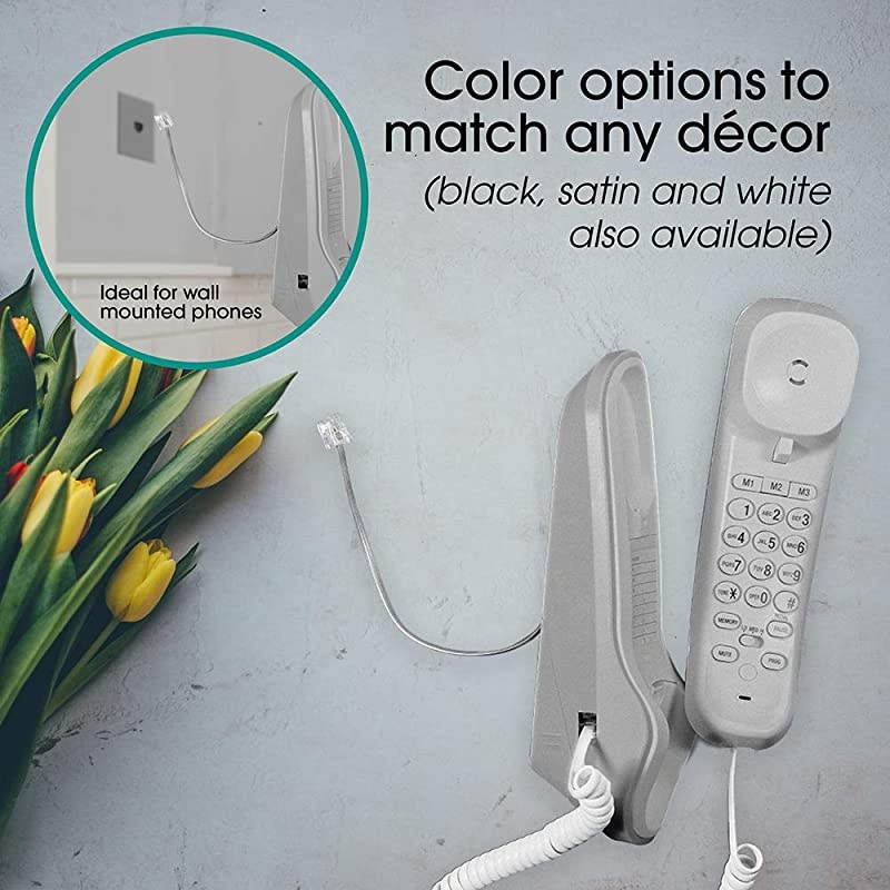 Telephone Line Cord 2 Pack 8 Inch Short Phone Cord Modular Jack Ends Works for Phone Modem or Fax Machine for Use in Home or Office Gray 46070