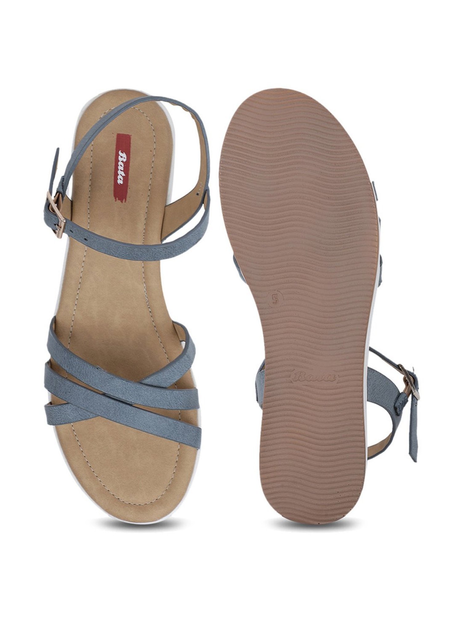 Bata Women's Blue Ankle Strap Wedges