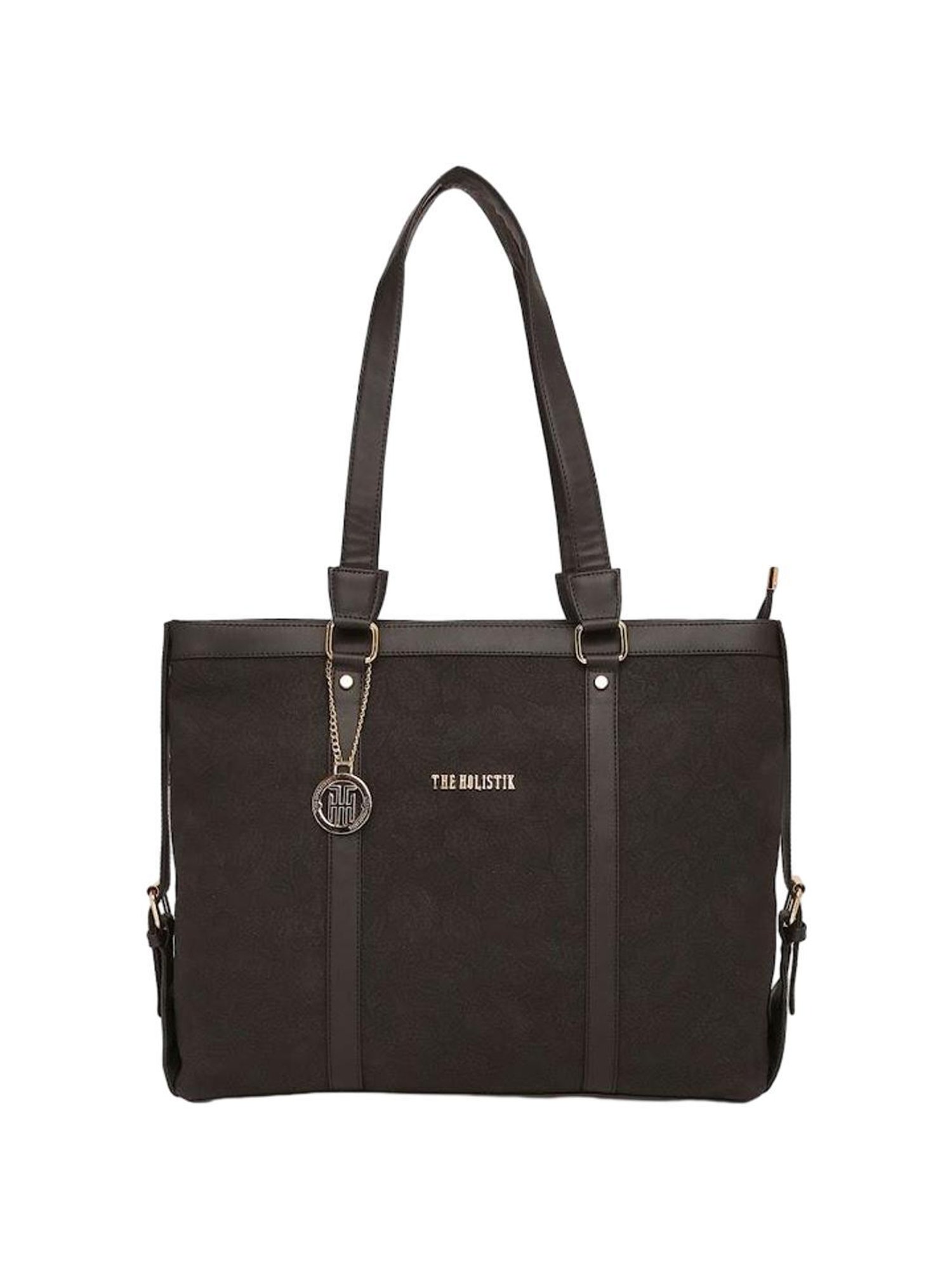 THE HOLISTIK Savvy Black Textured Large Tote Handbag