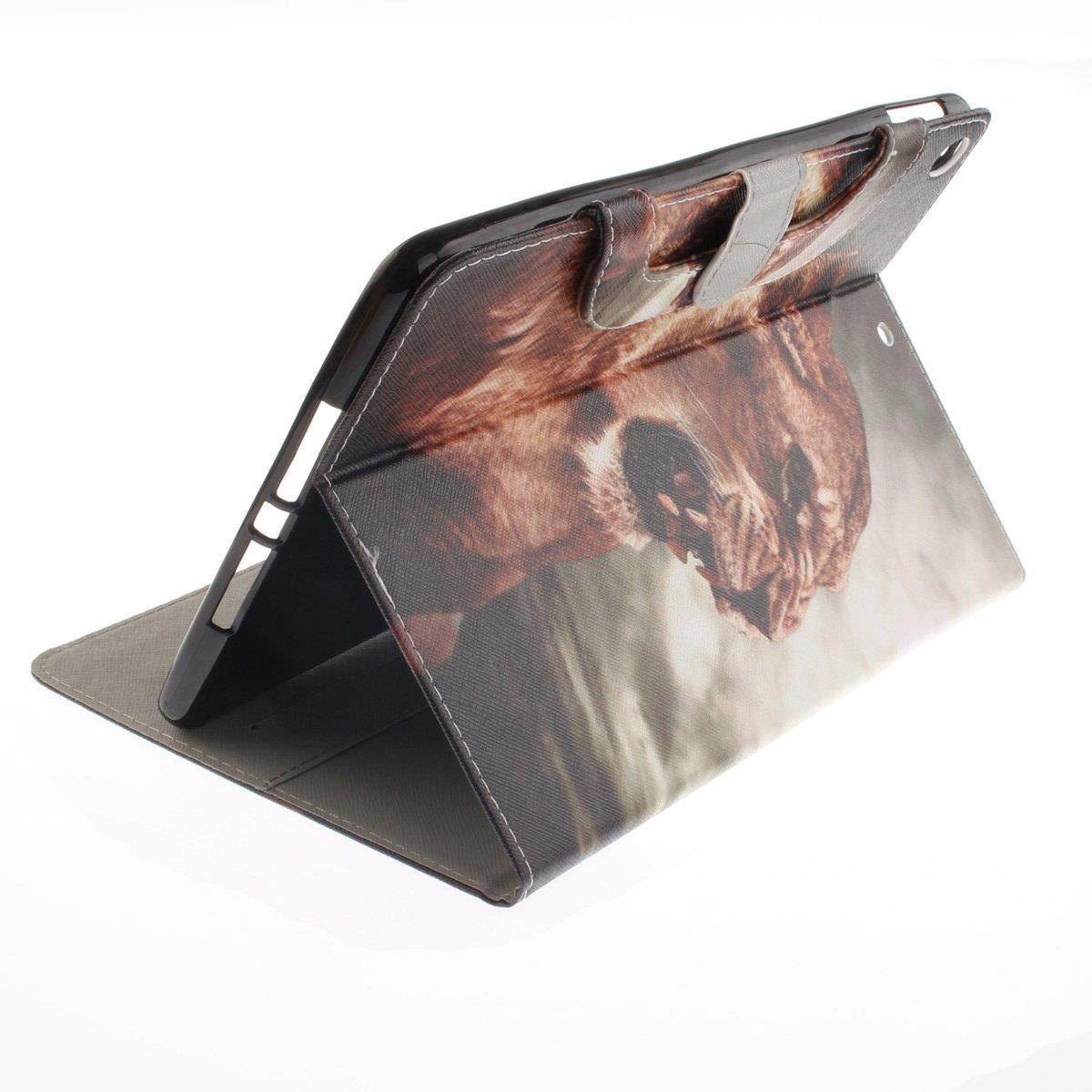 New iPad 2017 iPad 9.7 Case, Newshine Portable Lightweight Smart Stand Case with Card Slots for Apple iPad 9.7-inch 2017 Release [Auto Sleep/Wake], Male Lion