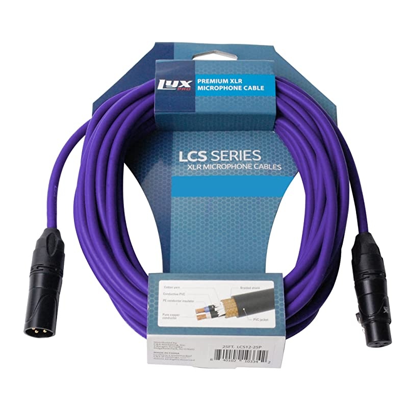 25 Feet XLR Microphone Cable Balanced Male to Female 3 Pin Mic Cord for Powered Speakers Audio Interface Professional Pro Audio Performance and Recording Devices Purple