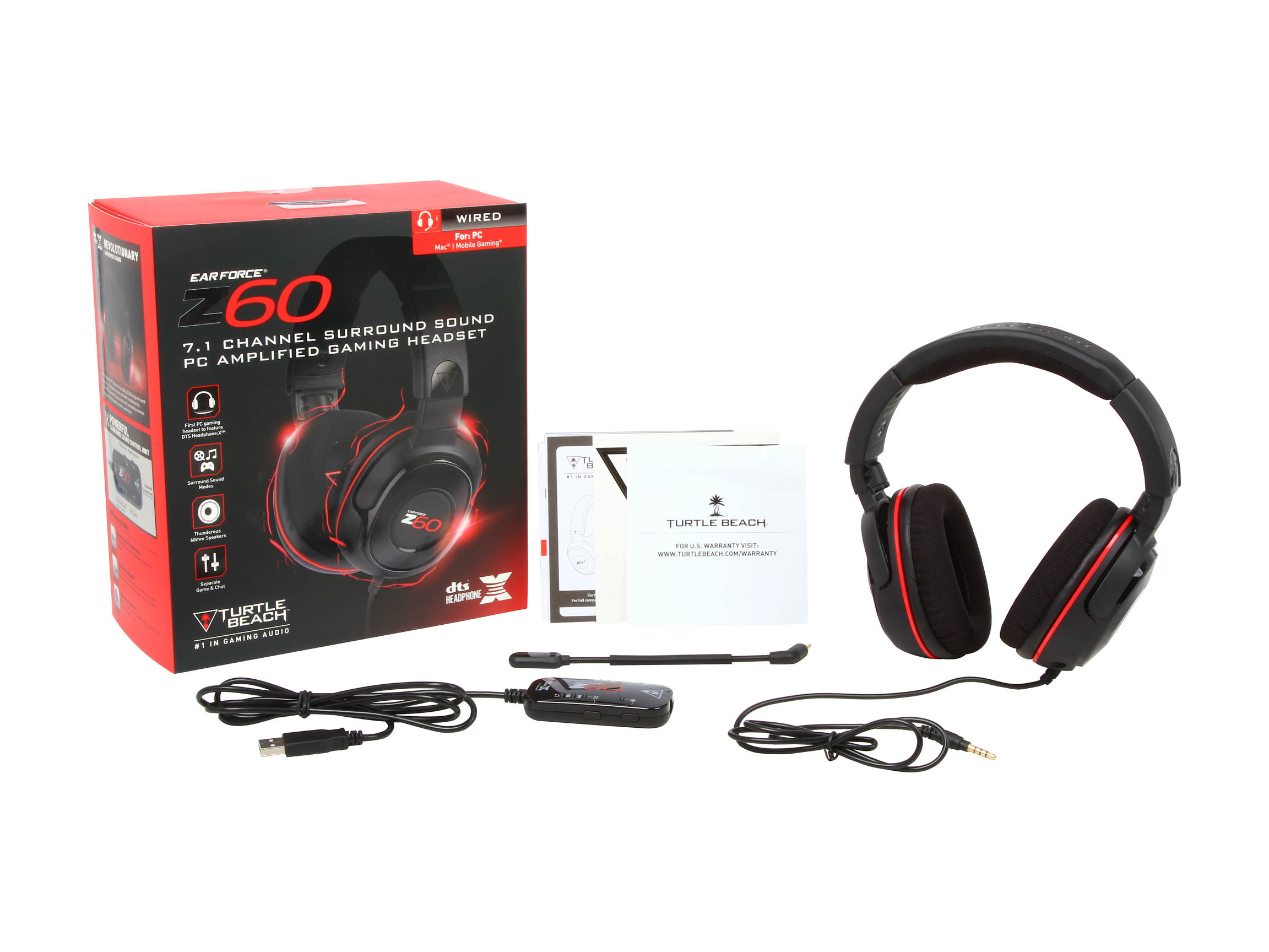 Turtle Beach Ear Force Z60 7.1 Channel Surround Sound PC Gaming Headset