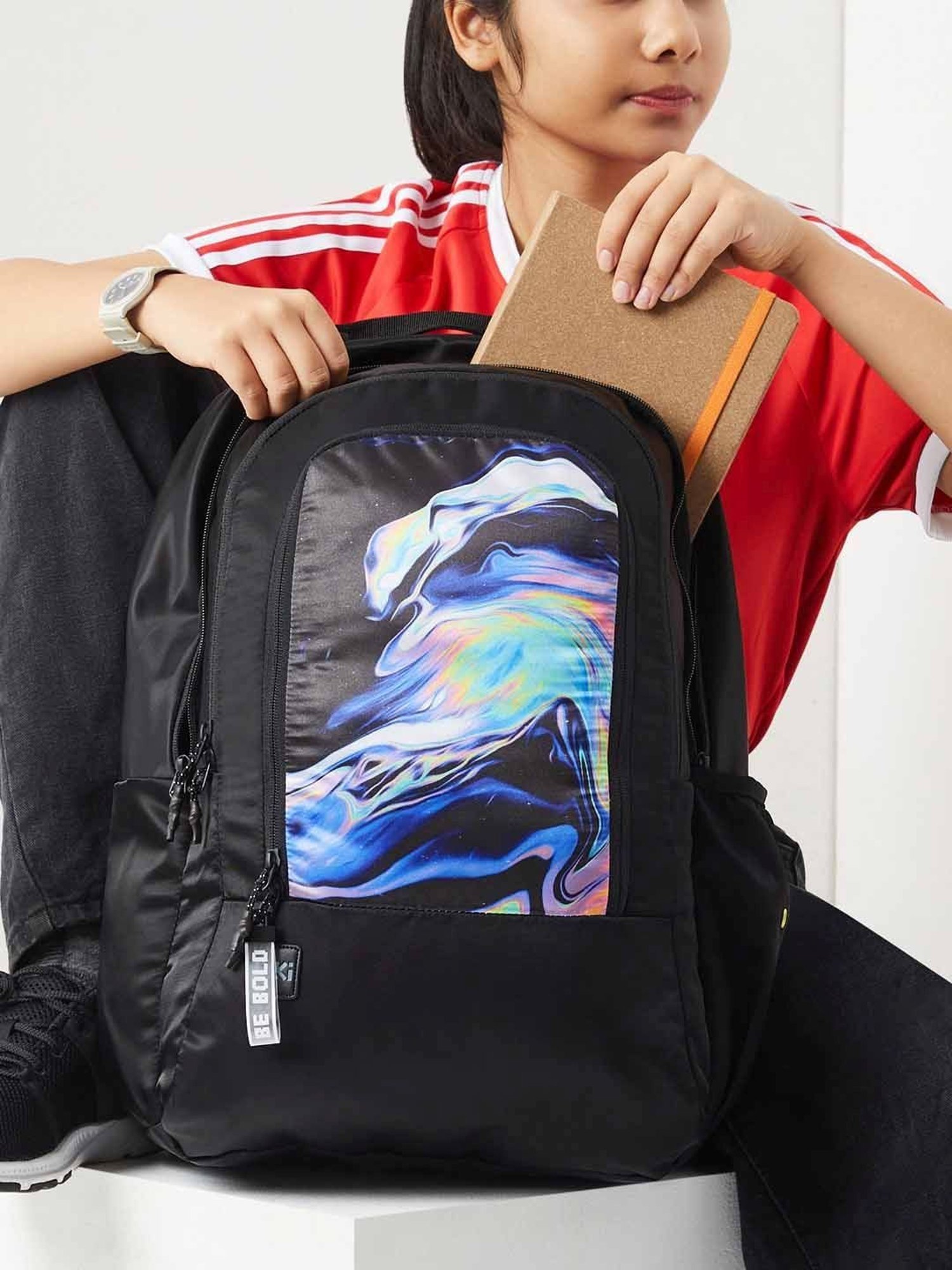 Wiki Back to School 2 Black Polyester Printed Backpack - 32 Ltrs