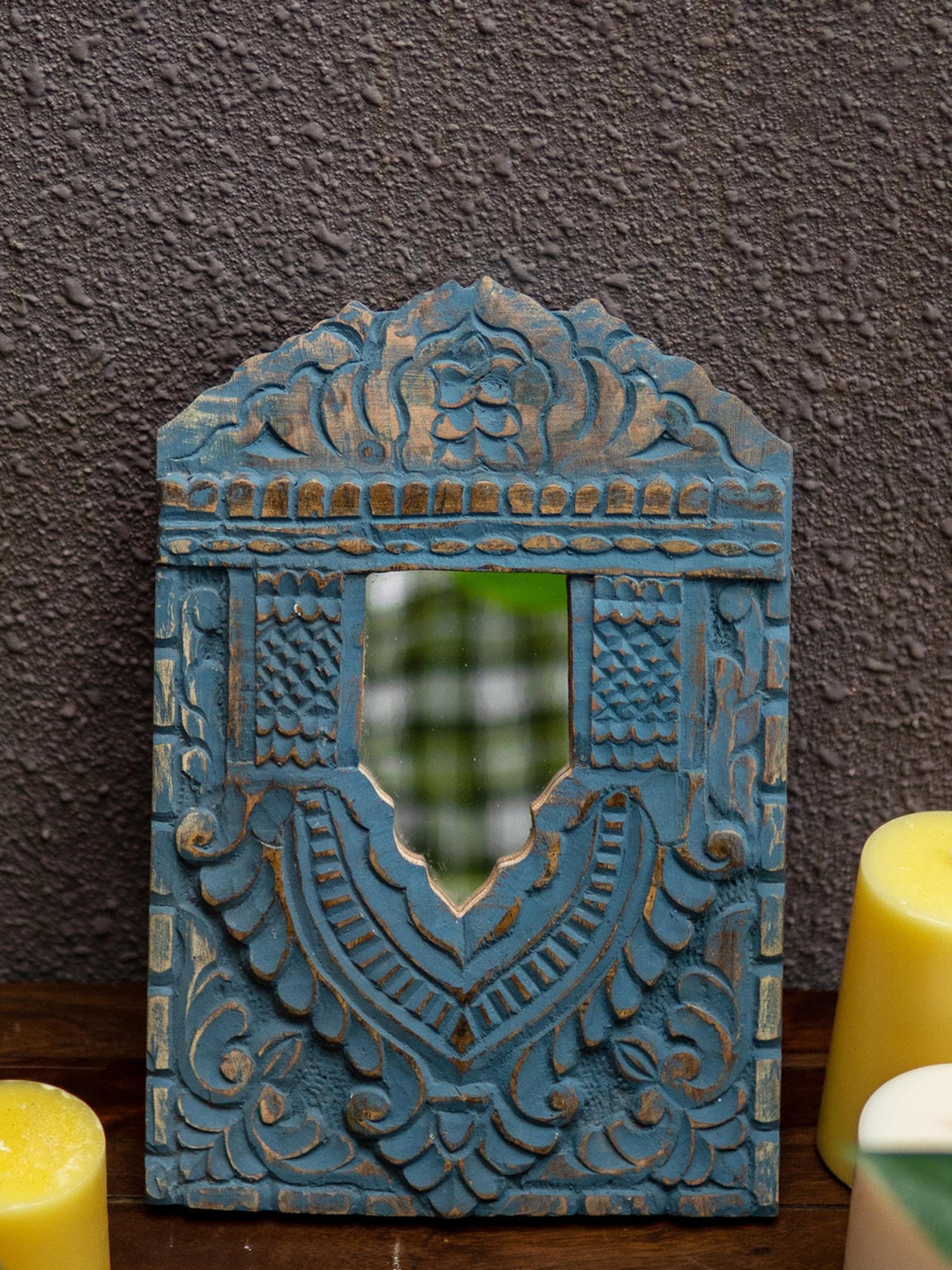 Ambi Wooden Jharoka In Blue Colour