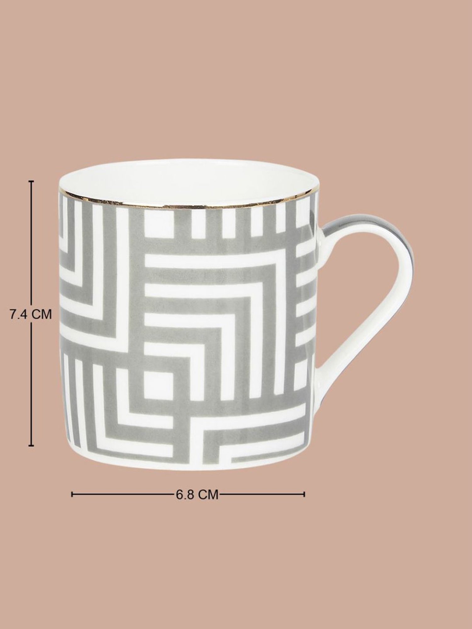 Living Scapes by Pantaloons Rust Bone China Tea Coffee Mugs (0.21 L) - Set of 2