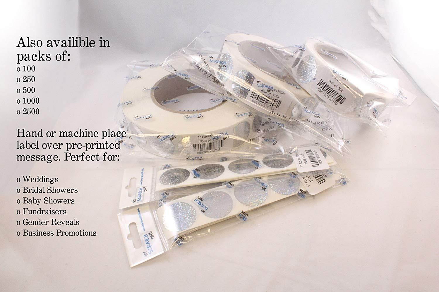 Glitter Silver 1  Round Scratch Off Labels &ndash; Qty. Roll of 500 &ndash; My Scratch Offs