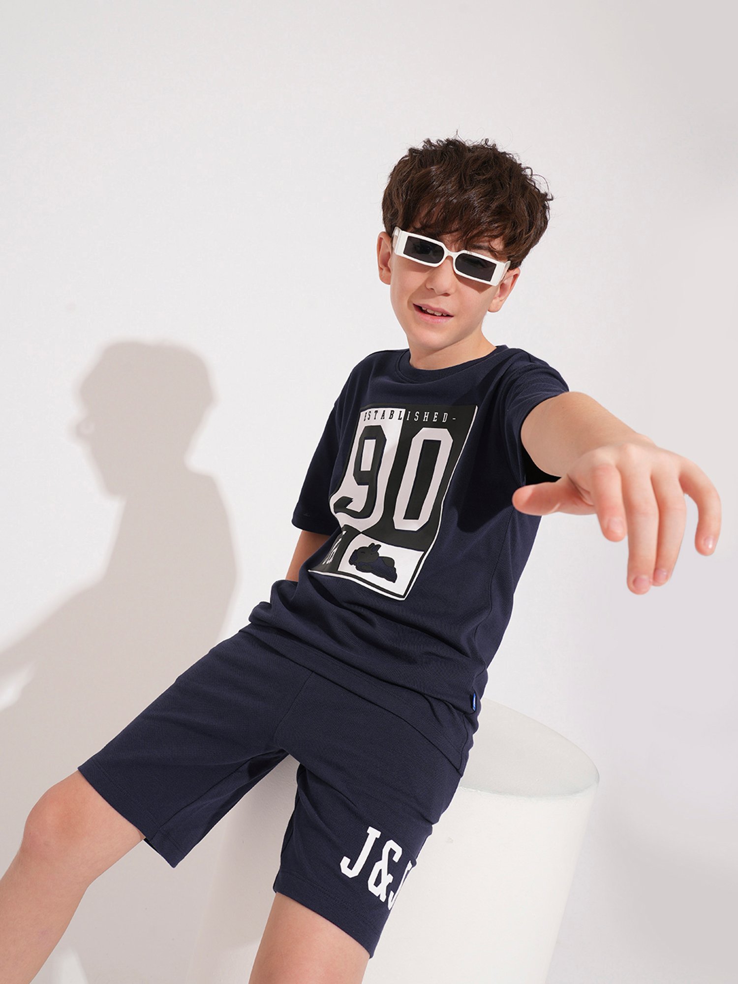 MINIKLUB Boys Blue Printed Full Sleeves T-Shirt