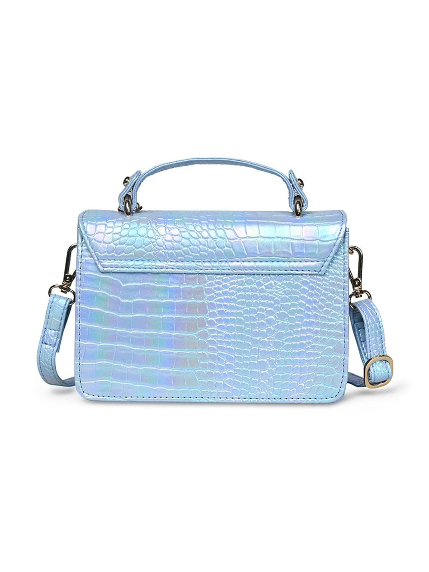 PELLE LUXUR Light Blue Animal Effect Small Cross Body Bag