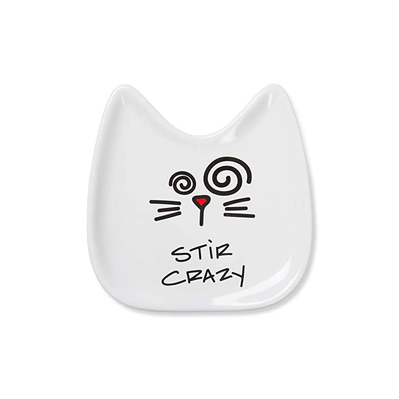 Blobby Cat, Cat Spoon Rest "Stir Crazy", 5", White