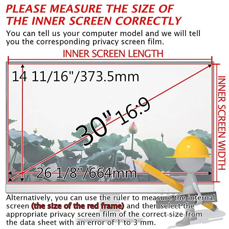 Protect Computer Privacy 30 Inch 169 Aspect Ratio Computer Privacy Screen Protector Privacy Filter for Square Computer Monitor AntiGlare We Offer 2 Different 30 Filter Sizes