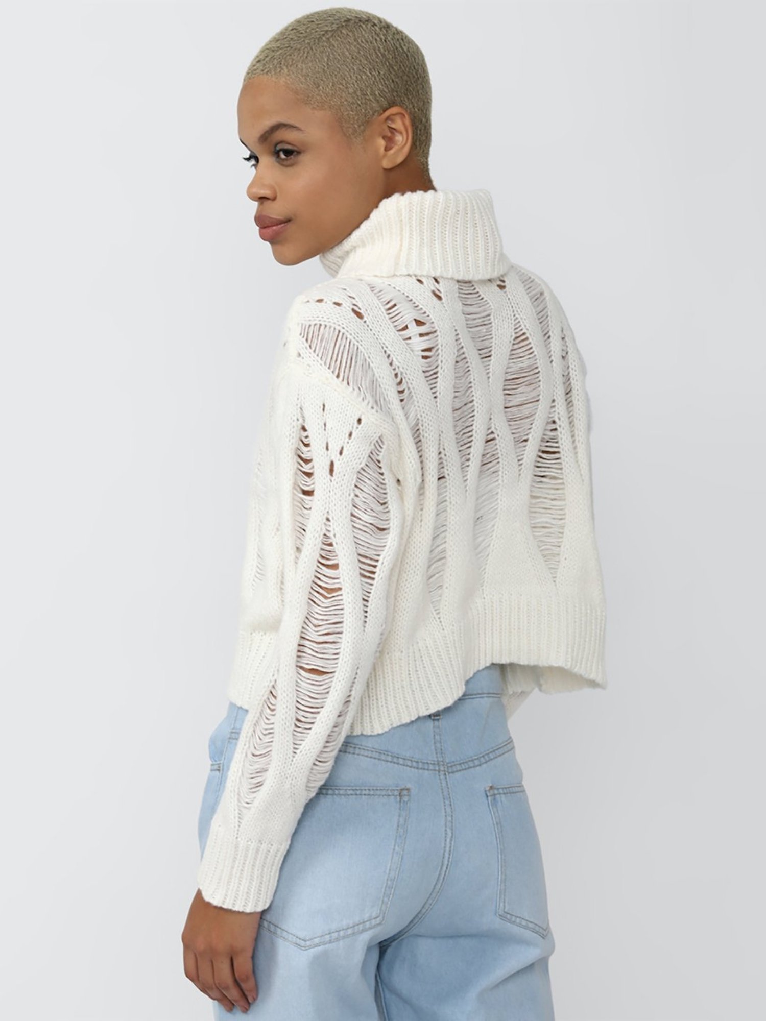Forever 21 White Textured Sweater