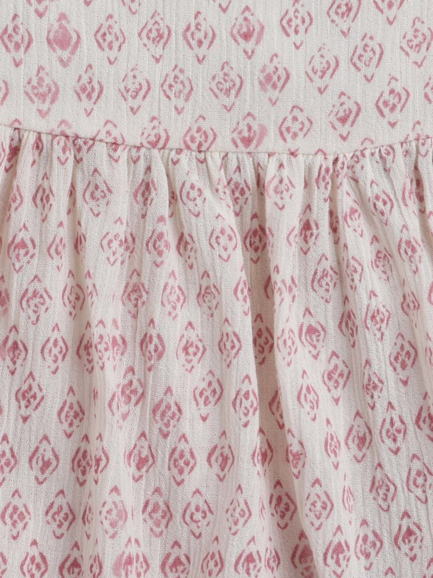 The Magic Wand Kids Off-White & Pink Cotton Printed Dress
