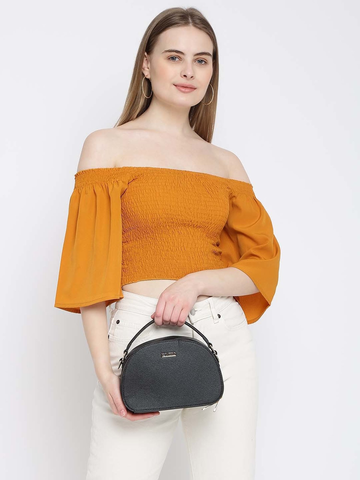 KLEIO Black Solid Small Handbag