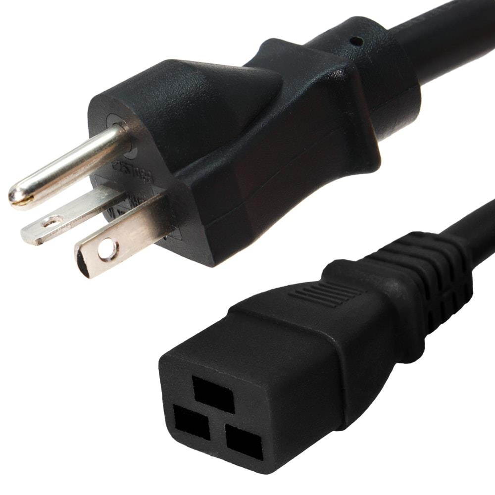 Ironbox 5-20 to C19 Connector Power Cord - Black -  12 Foot - 20A/125V - 12/3 SJT - IBX-4929-12