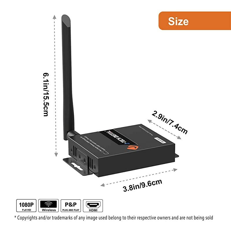 1080p60Hz Wireless HDMI Extender Adapter Dongle Up to 100 Distance IR Support JTECHWDEX30M