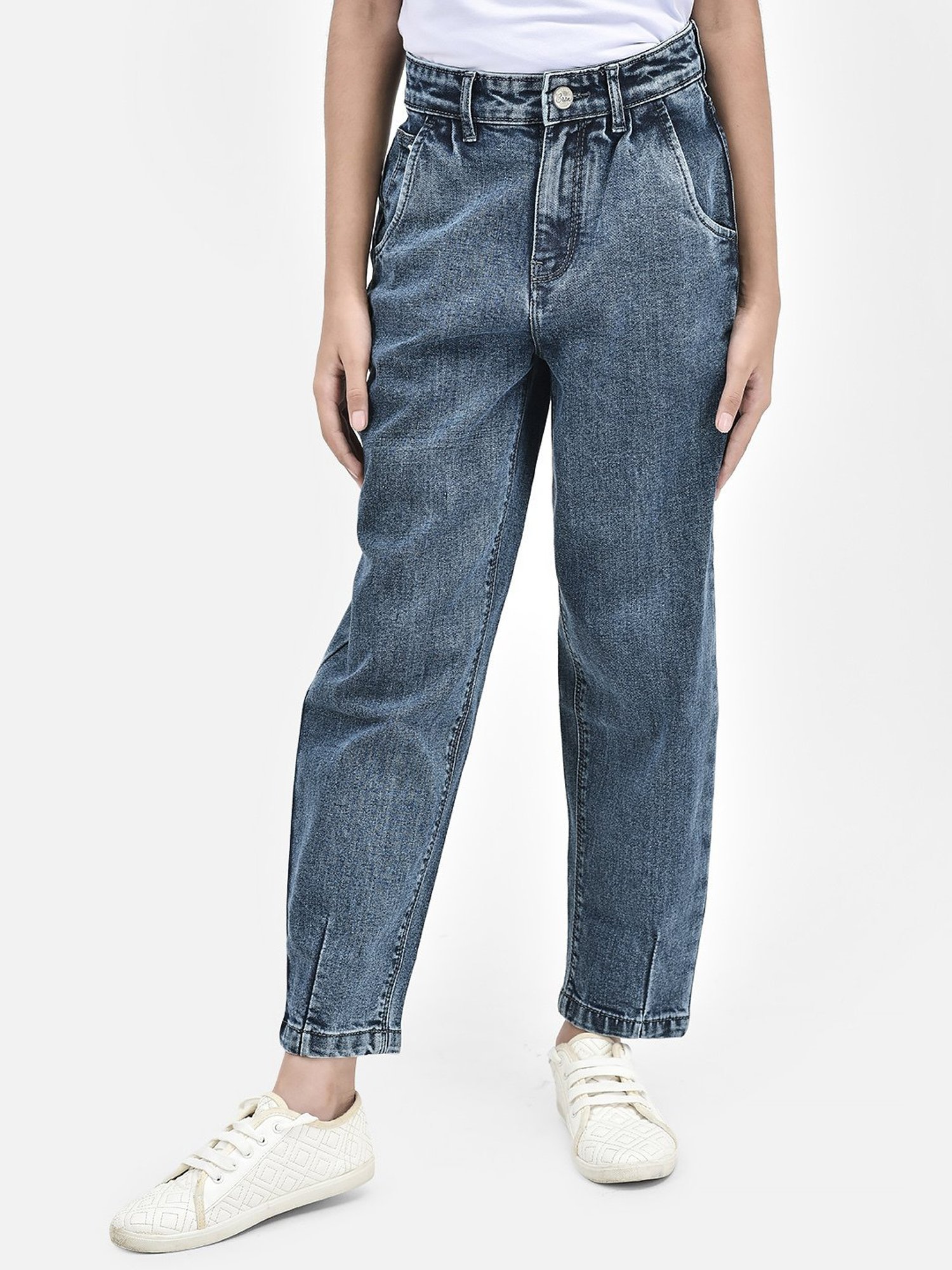 Crimsoune Club Girls Blue Solid Jeans