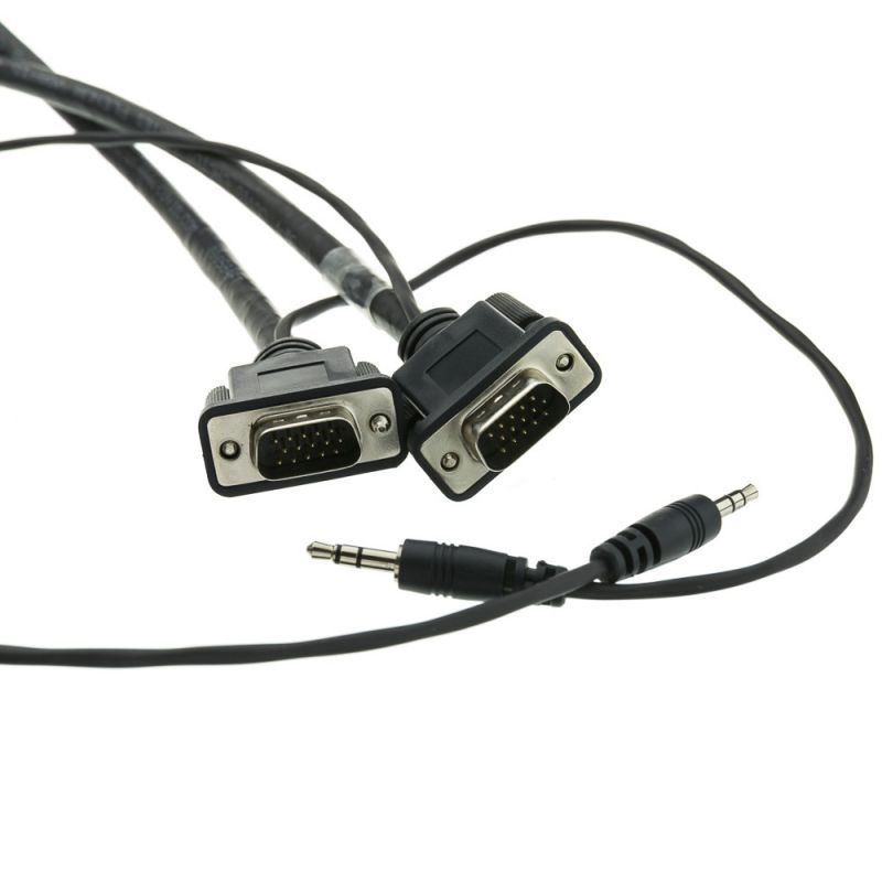 Plenum SVGA Cable w/ Audio, Black, HD15 Male + 3.5mm Male, Coaxial Construction, Shielded, 25 foot