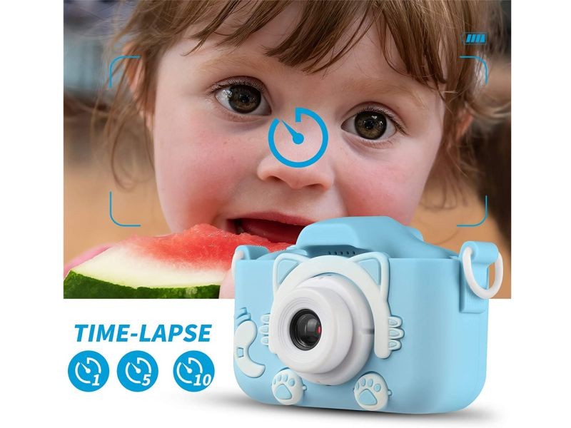 Kid Cameras Girls Boys Best Gifts Camera Upgrade HD 2.0 Inches Screen Kids Video Camera Anti-Drop Children Toy Camera Mini Cartoon Child Camcorder for 3-14-Year-Old (Blue)