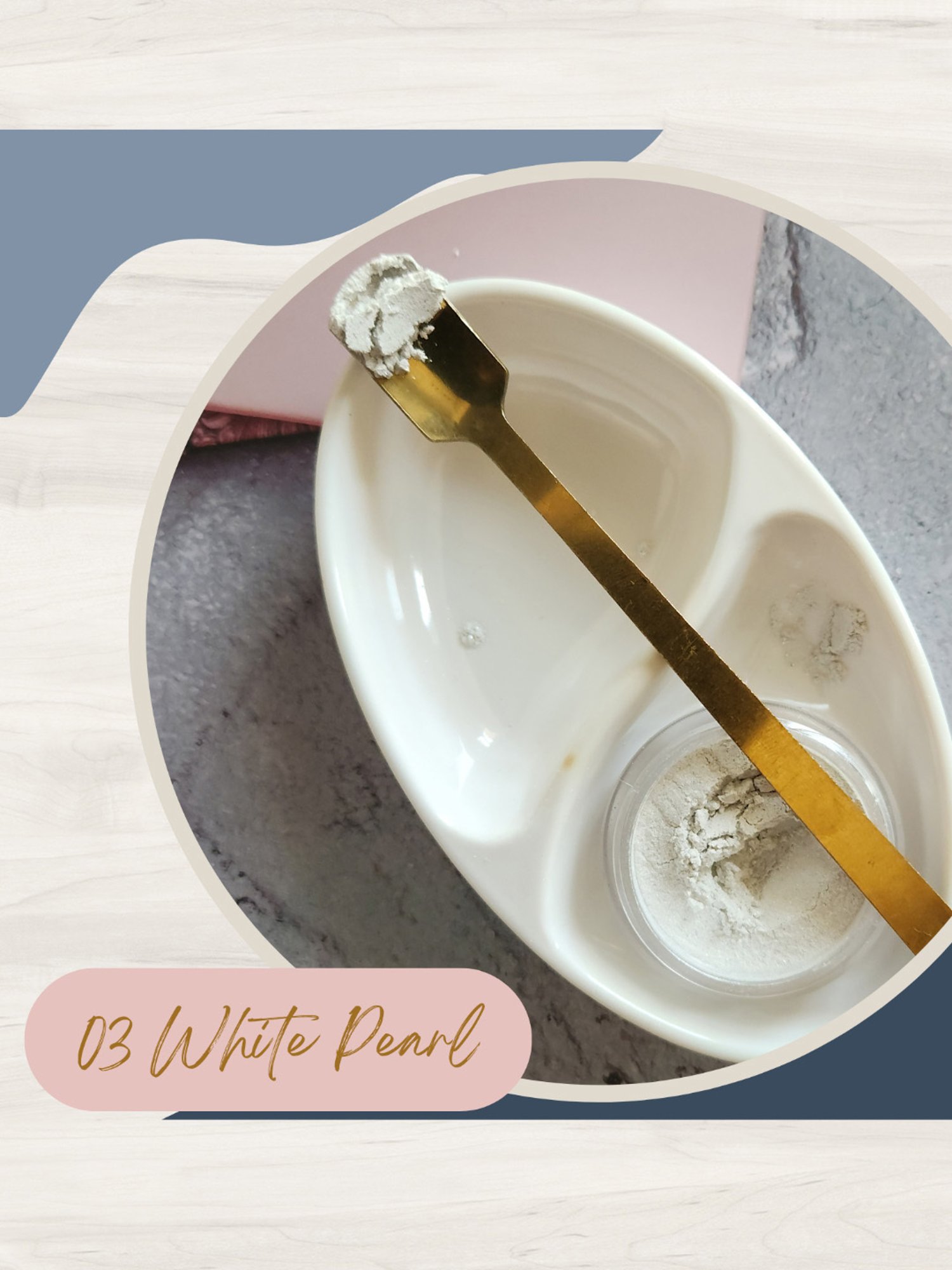 KINDED Makeup Pigments Loose Shimmer Powder Eyeshadow 03 White Pearl & 08 Sky Blue Combo