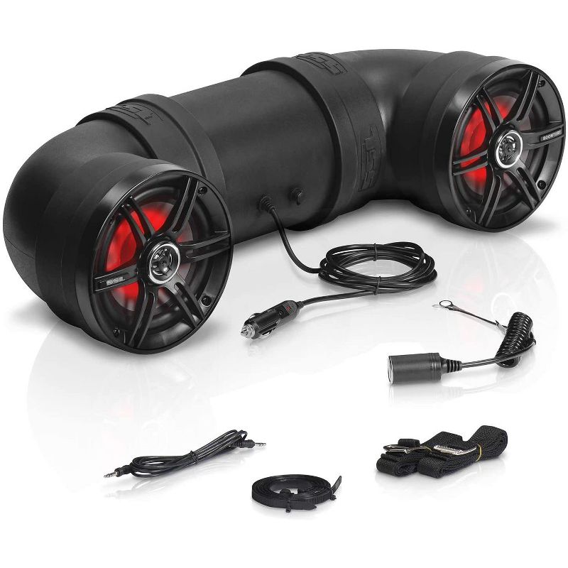 Soundstorm BTB6L 6.5 Inch 450W Bluetooth Amplified Marine Powersports UTV ATV Tube Speaker System with LED Lights, Black