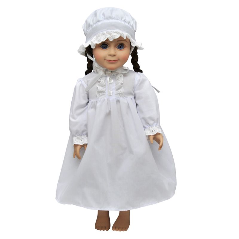 The Queen's Treasures Little House On The Prairie 18" Doll Clothes Cotton Night Gown PJ's, Night Cap