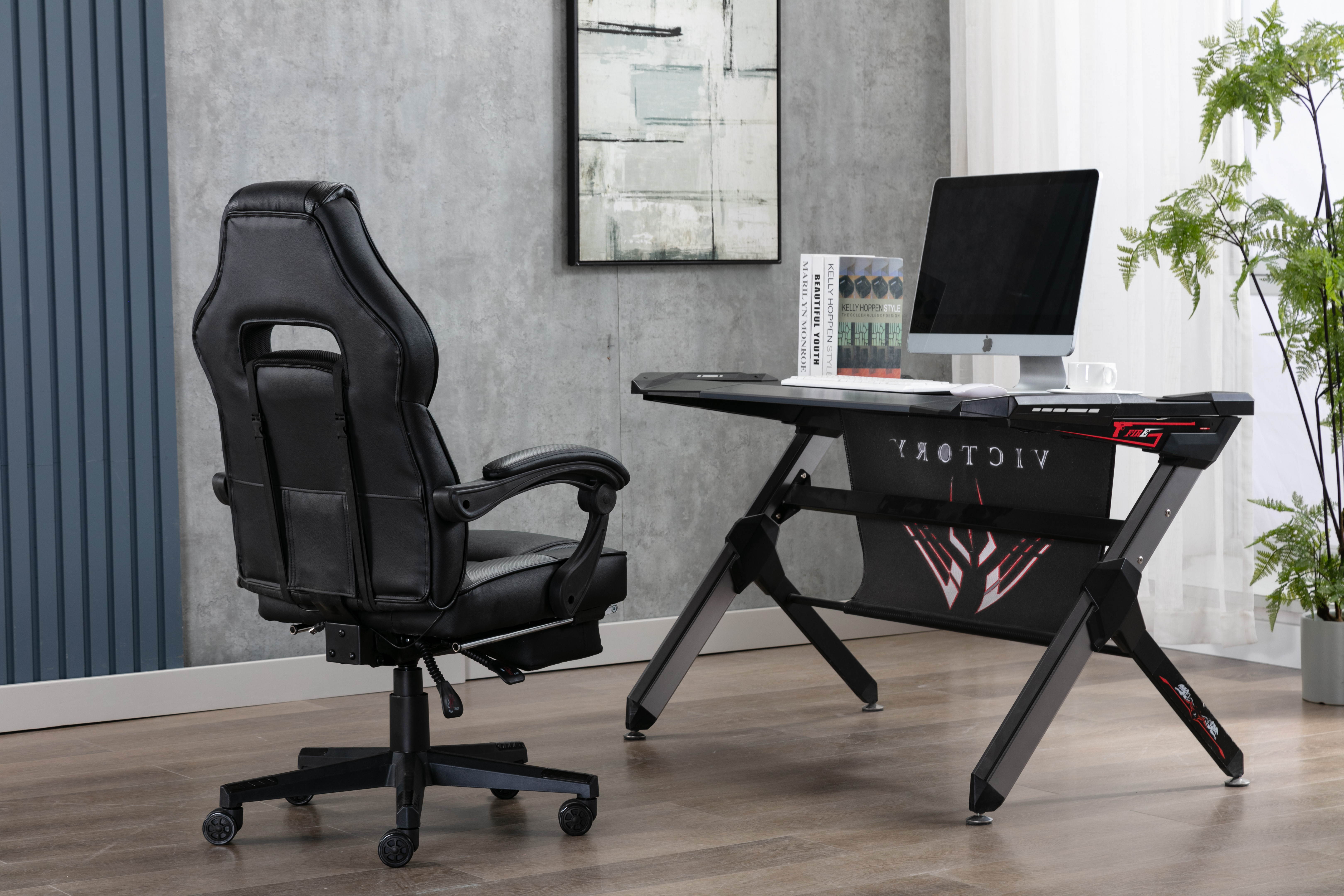 Massage Computer Gaming Chair, Adjustable Lumbar Support PU Leather Swivel Racing Style Video Game Chairs
