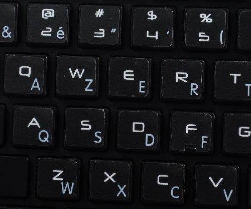 MAC FRENCH AZERTY KEYBOARD STICKERS WITH WHITE LETTERING ON TRANSPARENT BACKGROUND