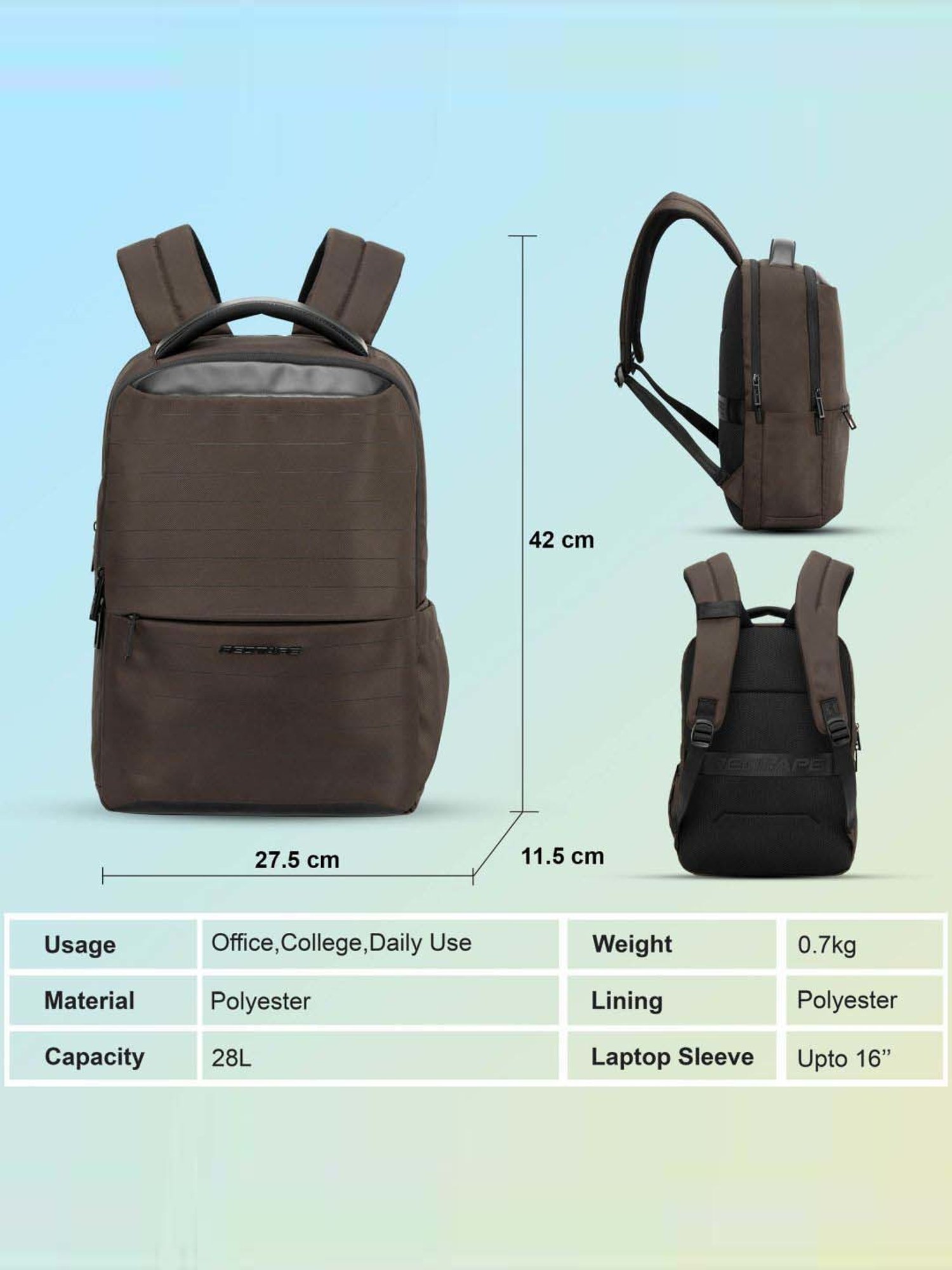 Red Tape 28 Brown Large Laptop Backpack