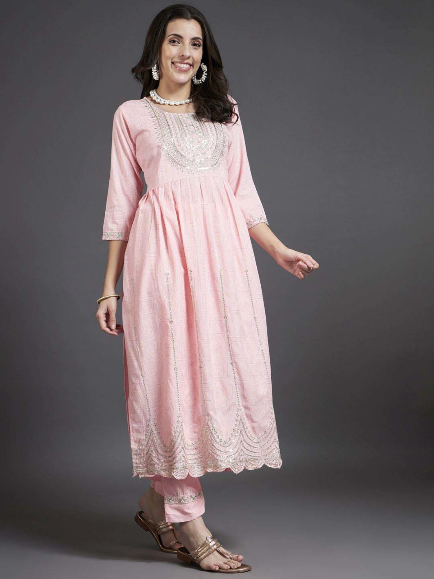 Heeposh Pink Embroidered Kurta Pant Set With Dupatta