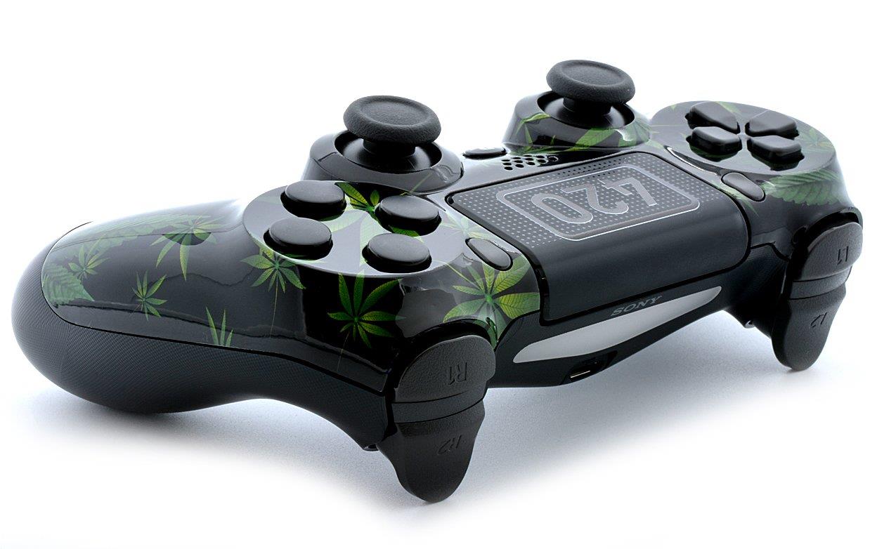 "420 Black" Ps4 PRO Custom UN-MODDED Controller Exclusive Unique Design with Custom Touchpad CUH-ZCT2
