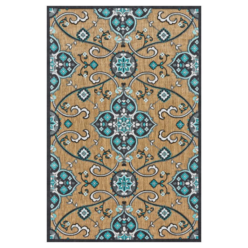 5'X7'6" Scroll Loomed Area Rugs Tan/Charcoal - Weave & Wander