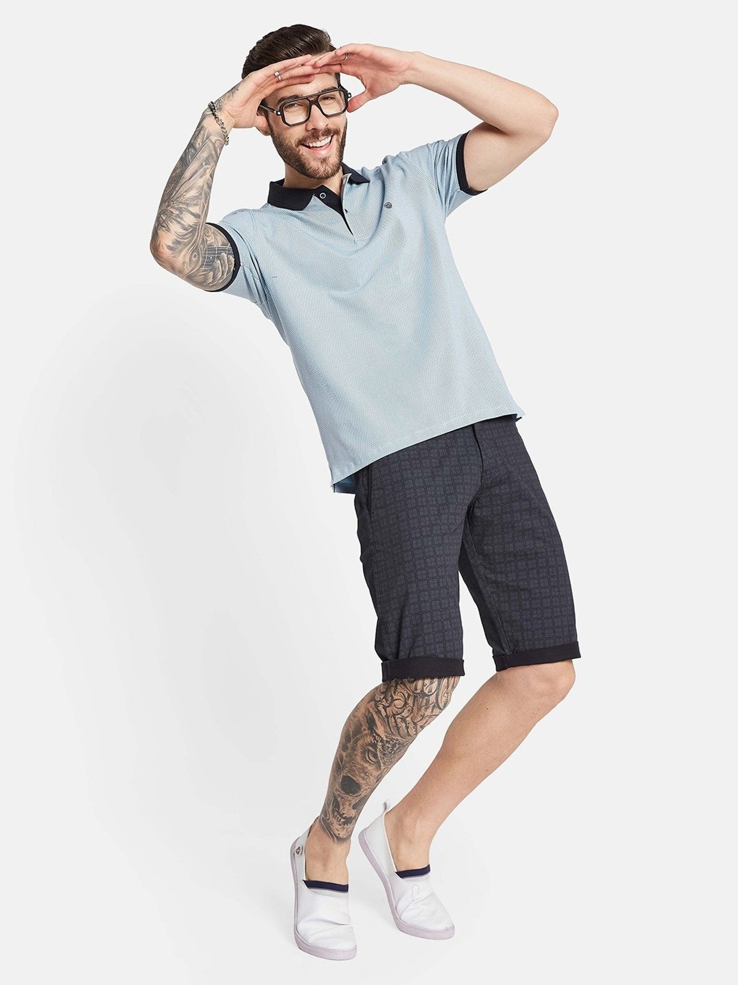 Octave Sky Regular Fit Striped Polo T-Shirt