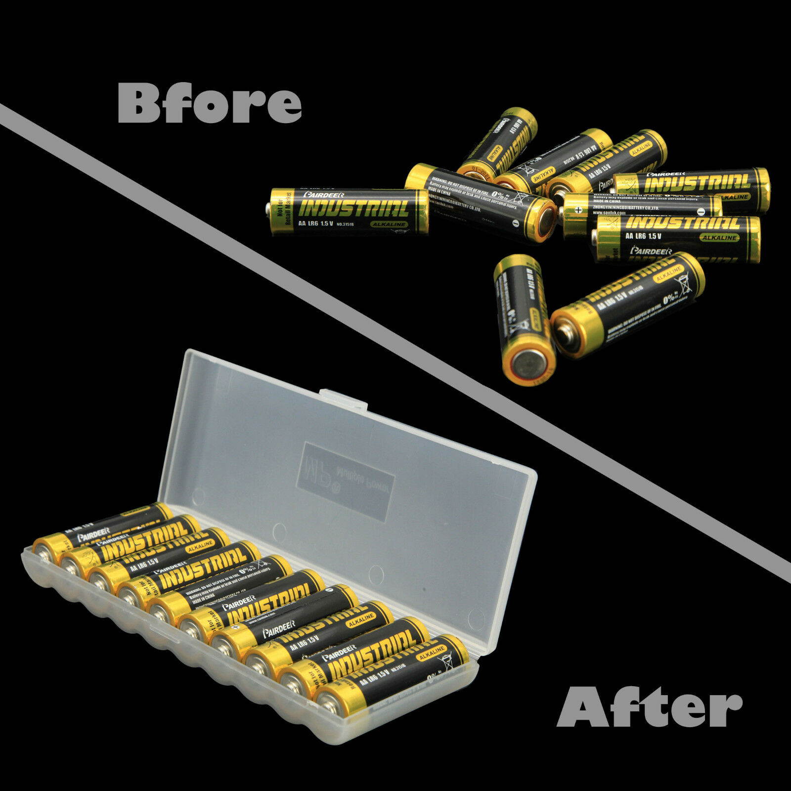 Clear AAA Plastic Battery Storage Case/Organizer/Holder For 10 AAA batteries 2PK