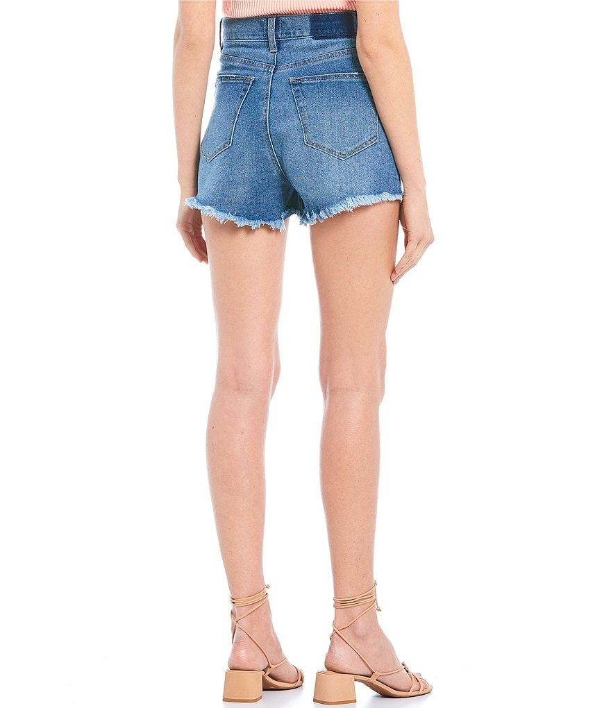 GB Pinch Denim Frayed Hem High-Rise Shorts
