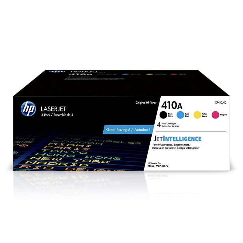 410A | CF410A, CF411A, CF412A, CF413A | 4 Toner Cartridges | Black, Cyan, Magenta, Yellow |  Color LaserJet Pro M452 Series, M377dw, MFP 477 Series