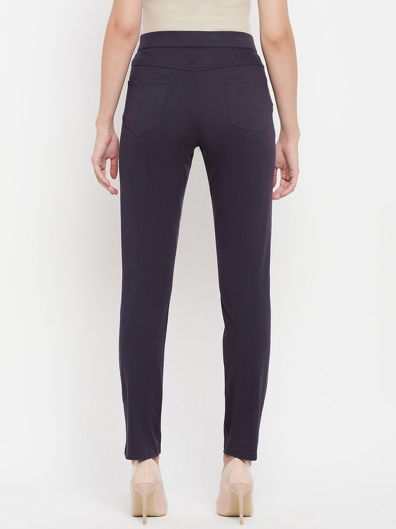 Crozo By Cantabil Navy Regular Fit Mid Rise Trousers