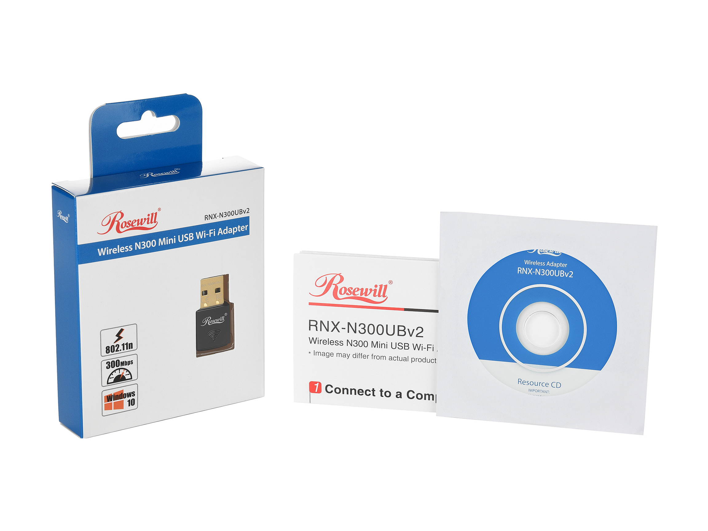 Rosewill N300 Wireless USB Wi-Fi Adapter, 300 Mbps Data Rate, USB 2.0