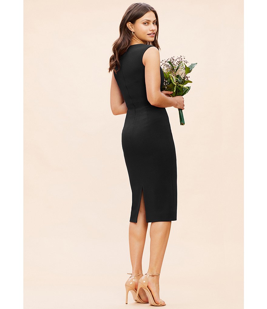 Laundry by Shelli Segal Ruffle Front Stretch Crepe Faux Wrap Dress