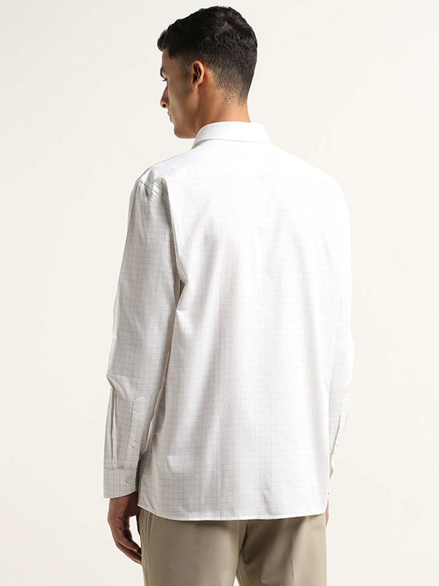 WES Formals by Westside White Checks Design Relaxed-Fit Cotton Shirt