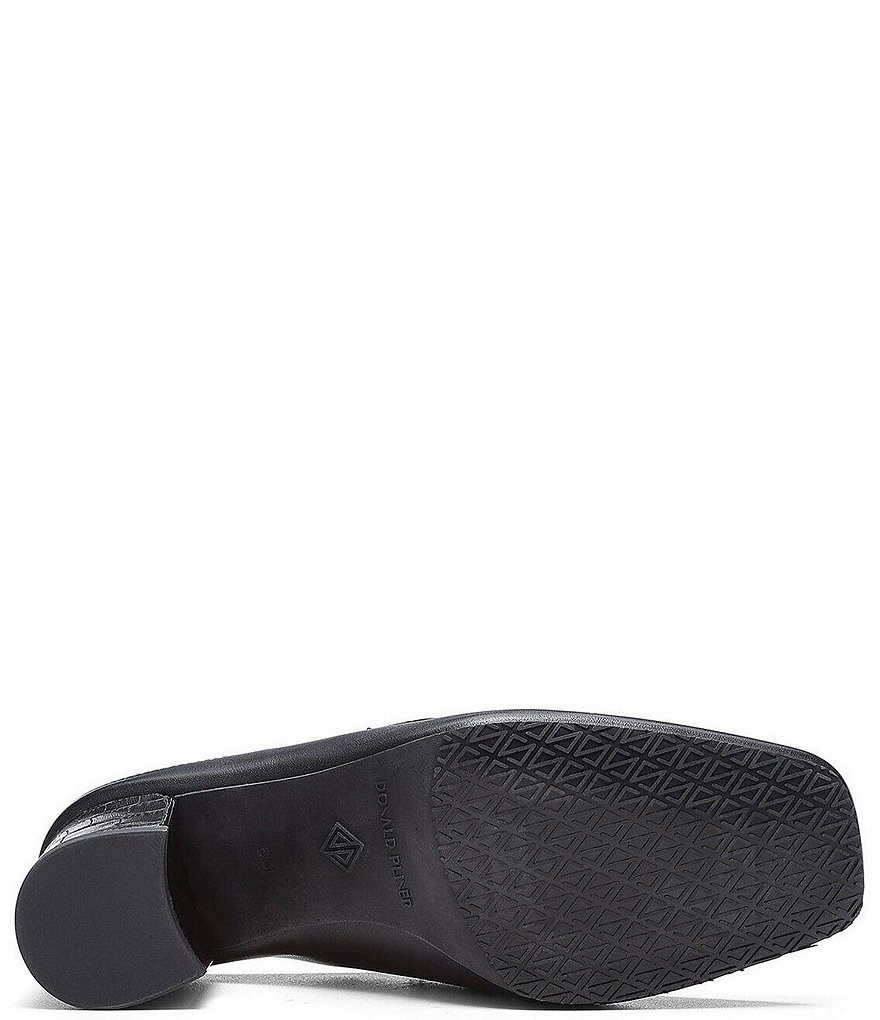 Donald Pliner Caape Leather Calf Hair Croco Heel Chain Strap Mules