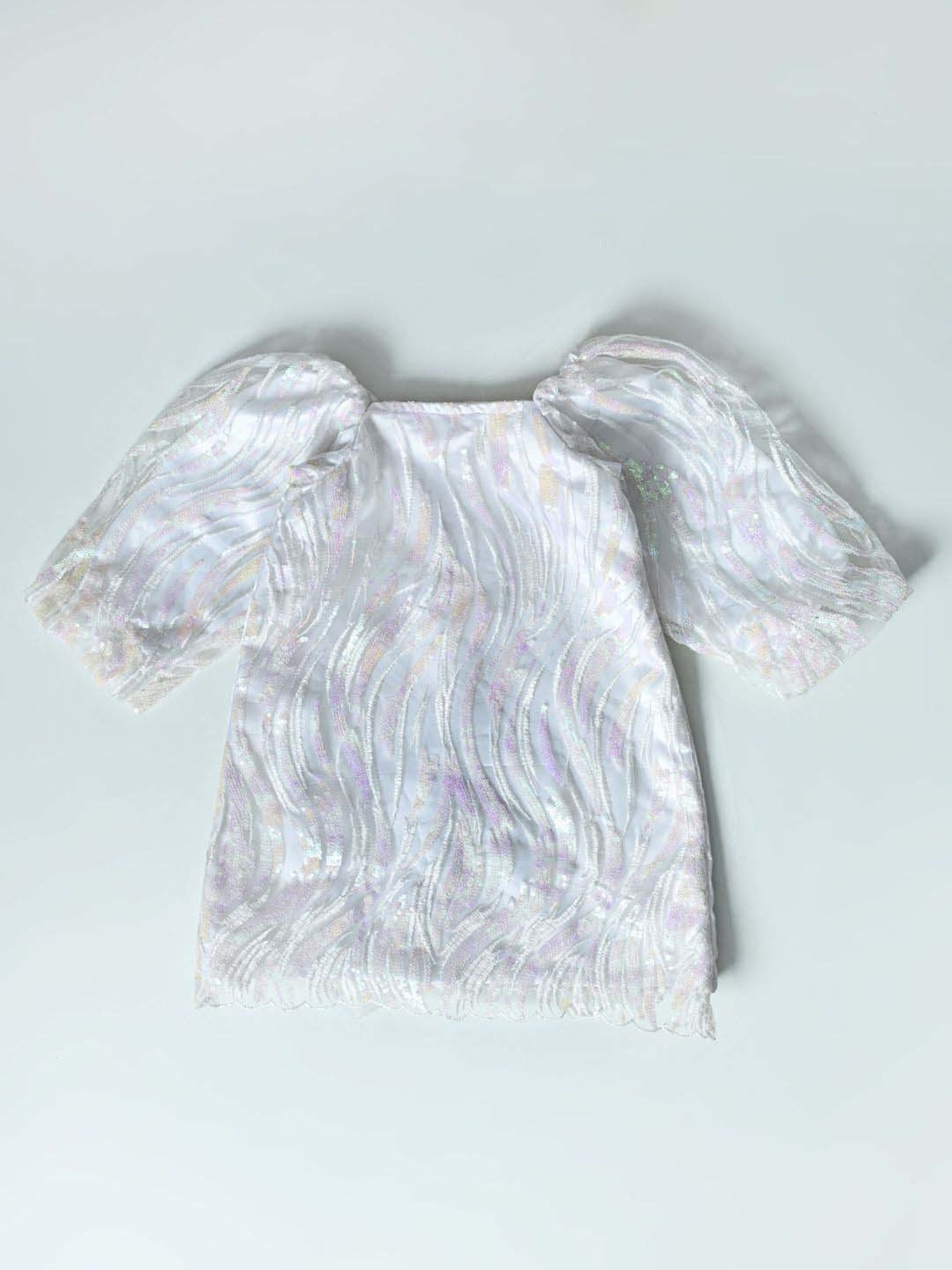 Bella Moda Kids White Self Pattern Dress