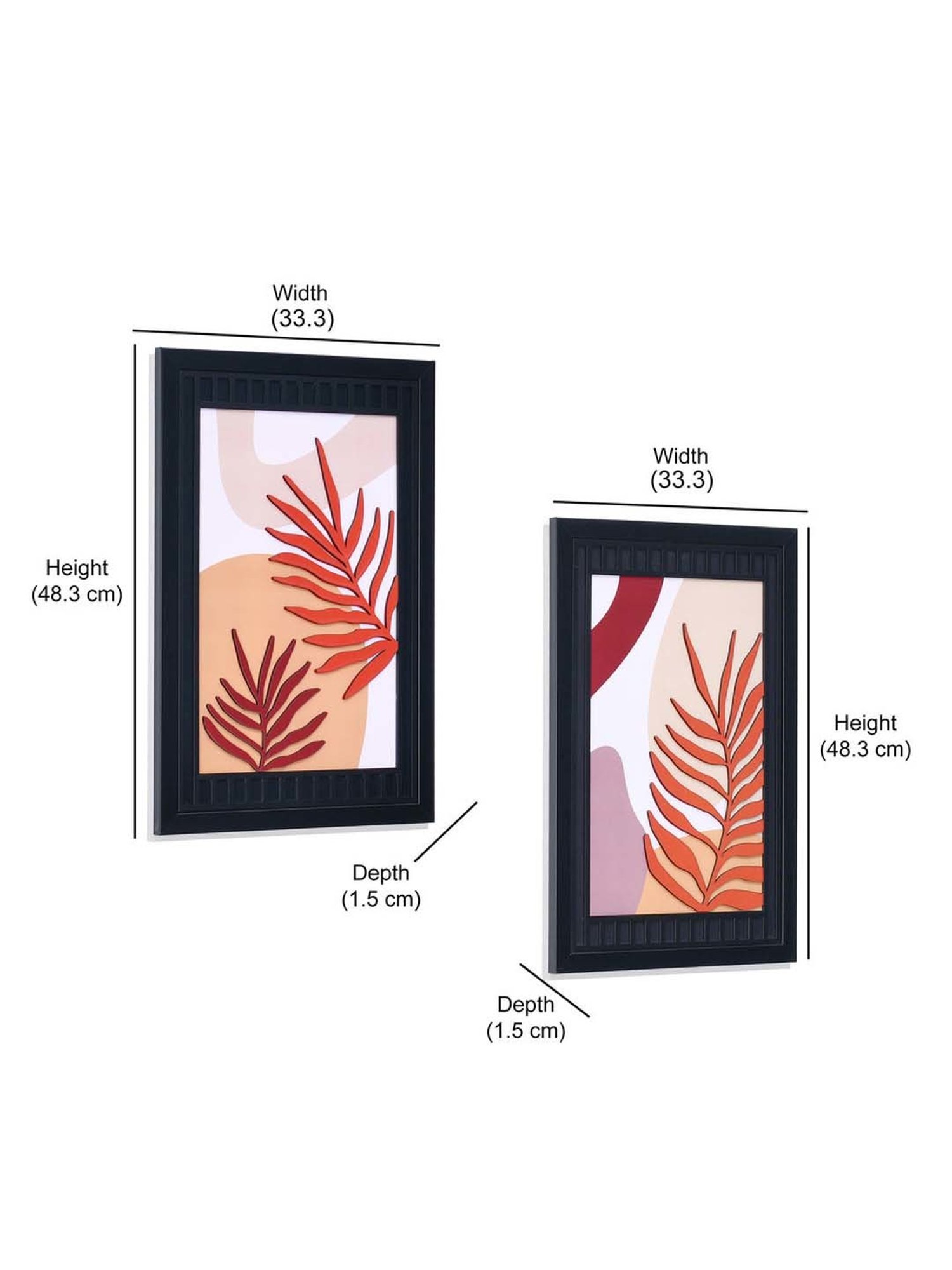 @Home Brown Mdf Foliage 3D Wall Paintings - Set of 2