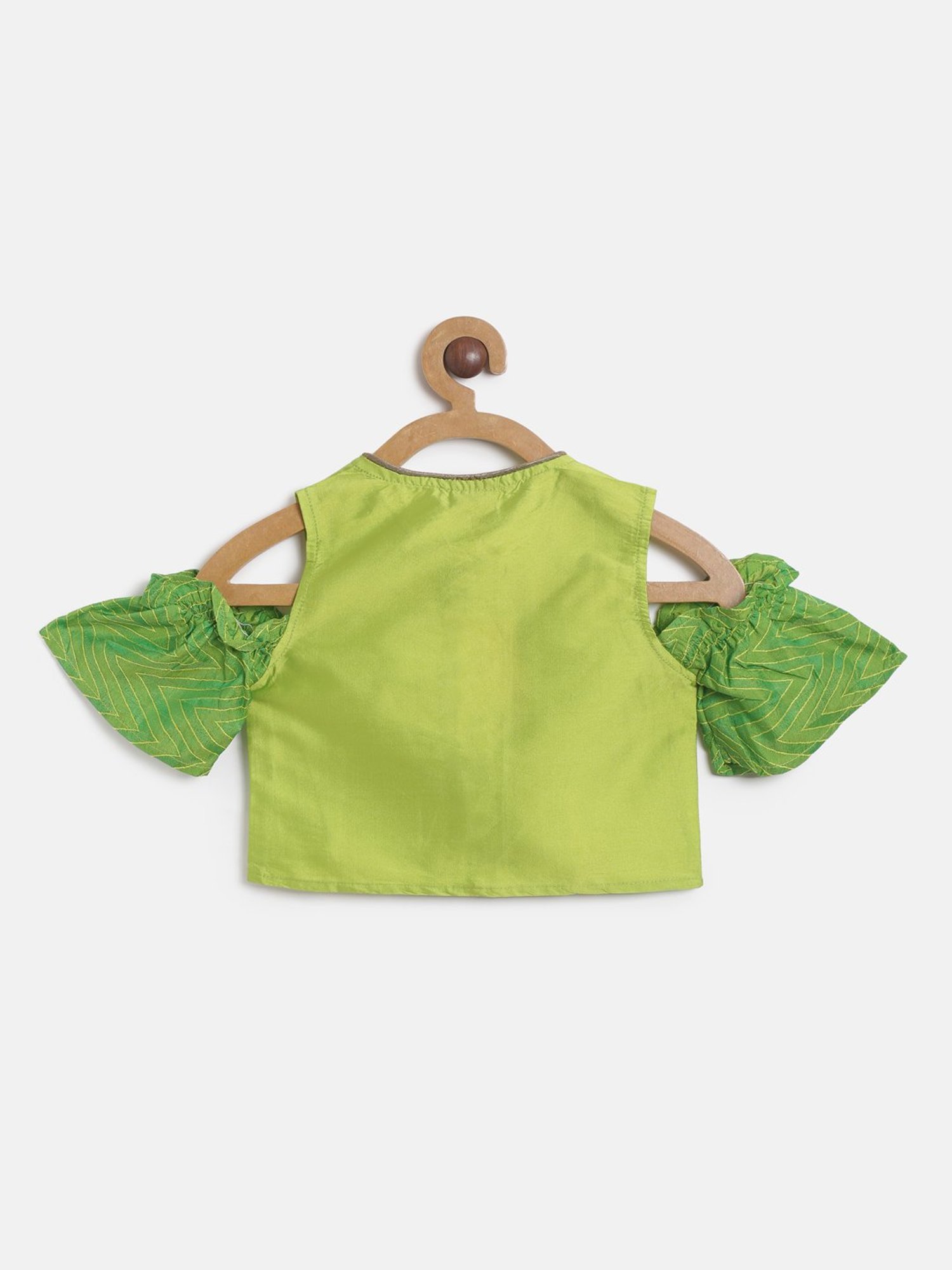 TWISHA Kids Green & Pink Printed Top with Dhoti
