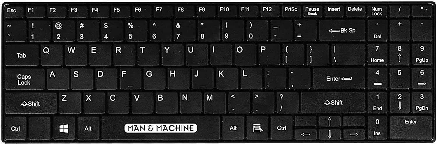 Man & Machine Its Cool Keyboard, Open Style, Washable, Value Keyboard, Quick Disconnect USB ITSC/B5 &ndash; Black