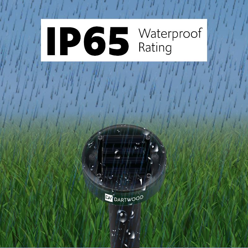 Dartwood Outdoor Solar Ultrasonic Pest and Mole Repellent for Groundhogs, Rats, Mice, Snakes in Your Gardens, Lawns and Yards (2 Pack)