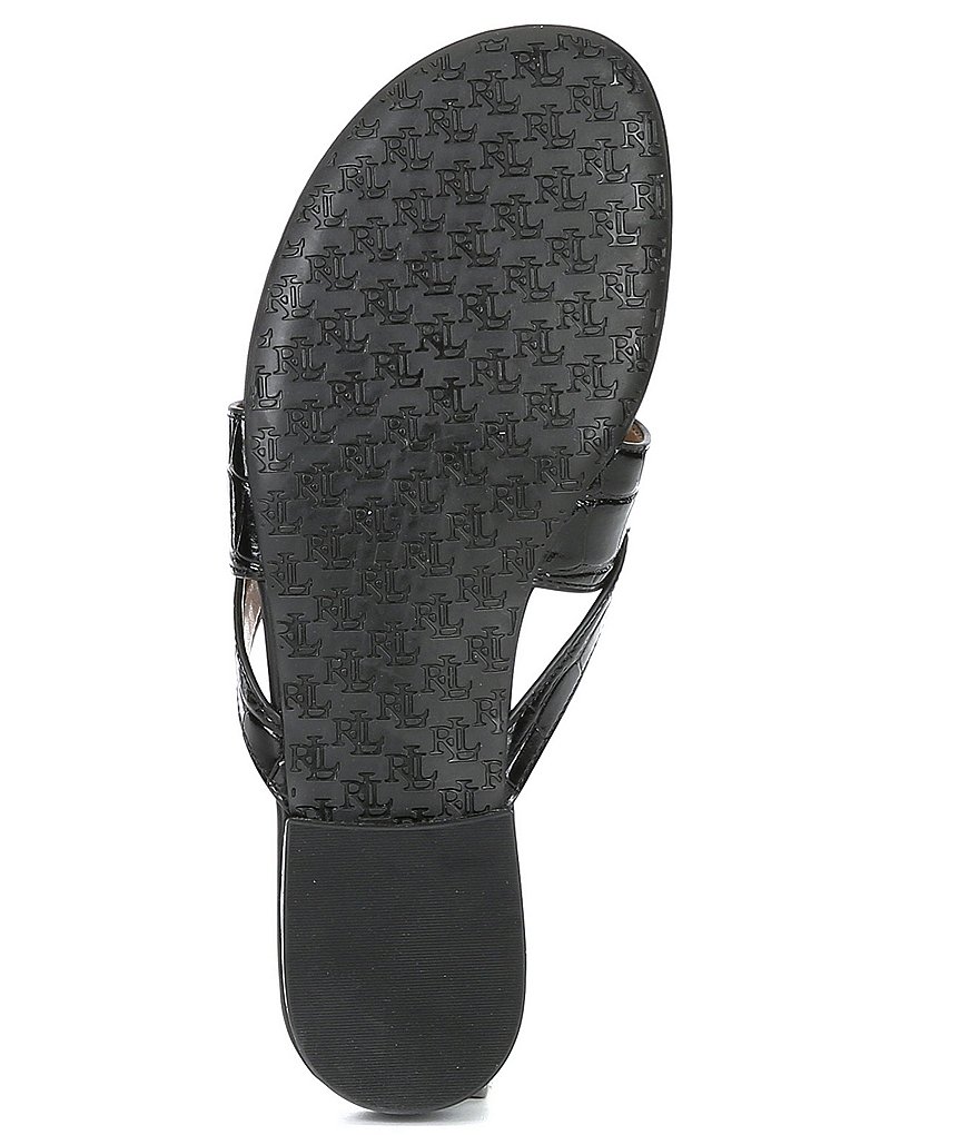 Lauren Ralph Lauren Rosalind Croco Embossed Leather Sandals