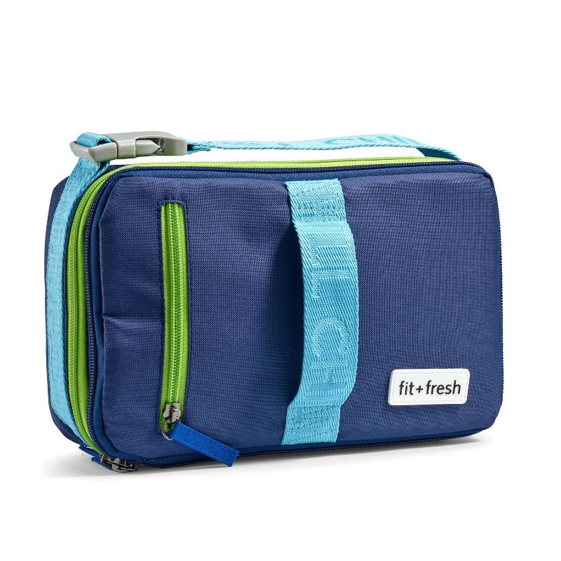 Fit & Fresh Expandable Kids' Bento Lunch Kit - Navy/Aqua Trim