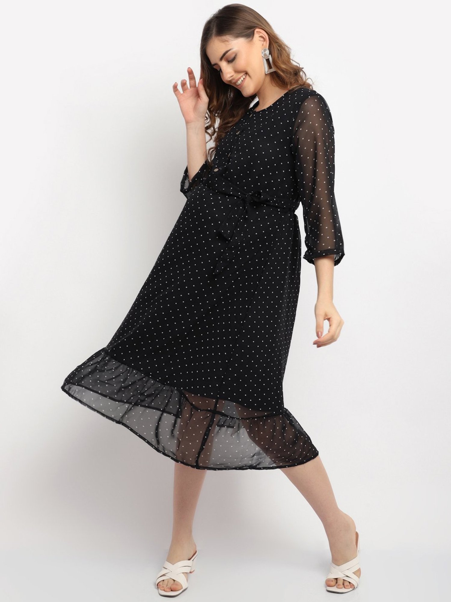 Moms Maternity Black Polka Dots Dress