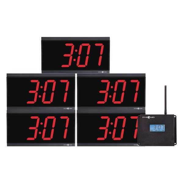 PYRAMID WSCBD-5 11-1/2" Digital Wireless Synchronized Clock Bundle, Black