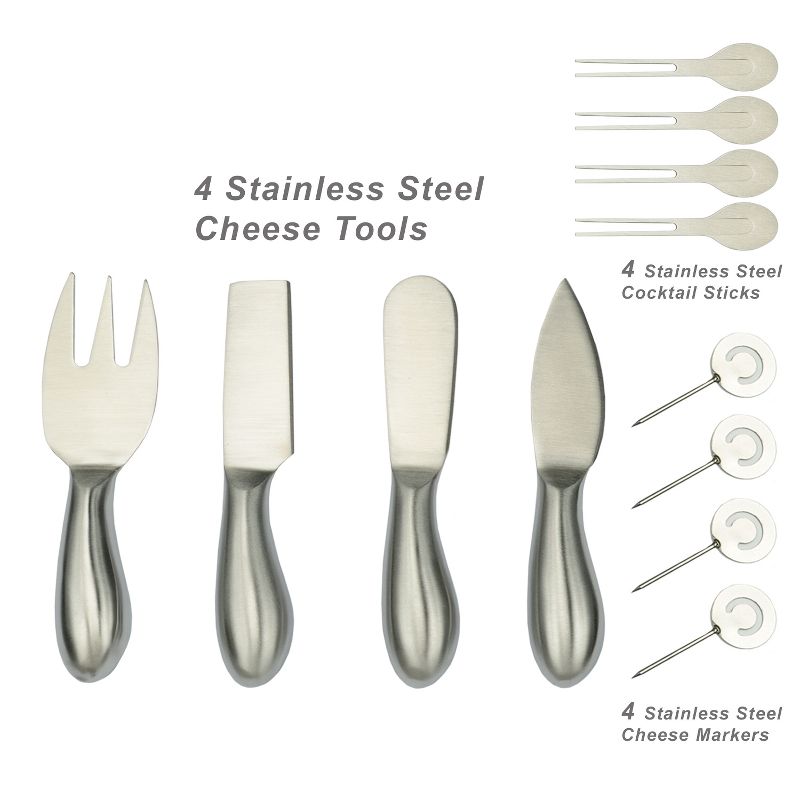 Picnic at Ascot Buxton Bamboo Cheese Board Set with 4 Tools & Cheese Markers